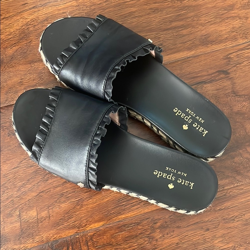 Kate Spade Black Leather Slide Sandals